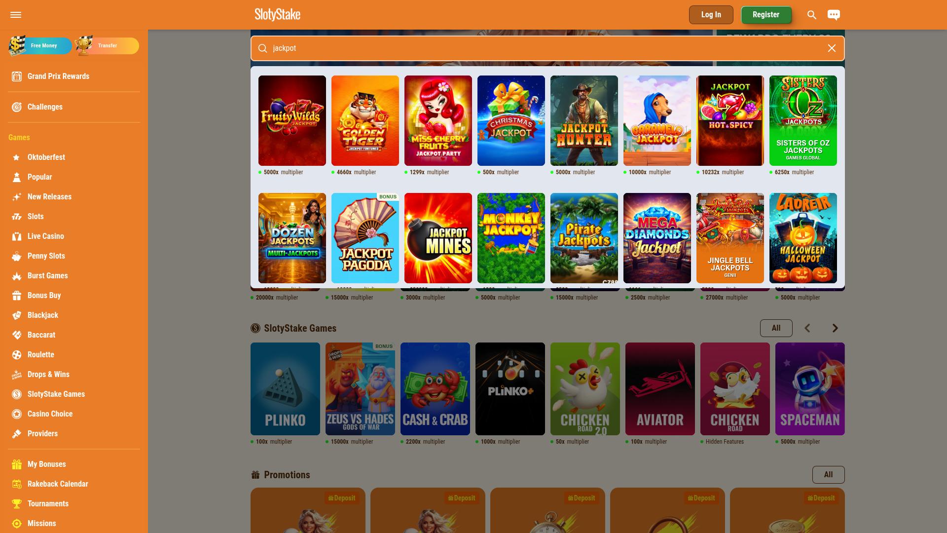SlotyStake Casino Desktop Jackpot