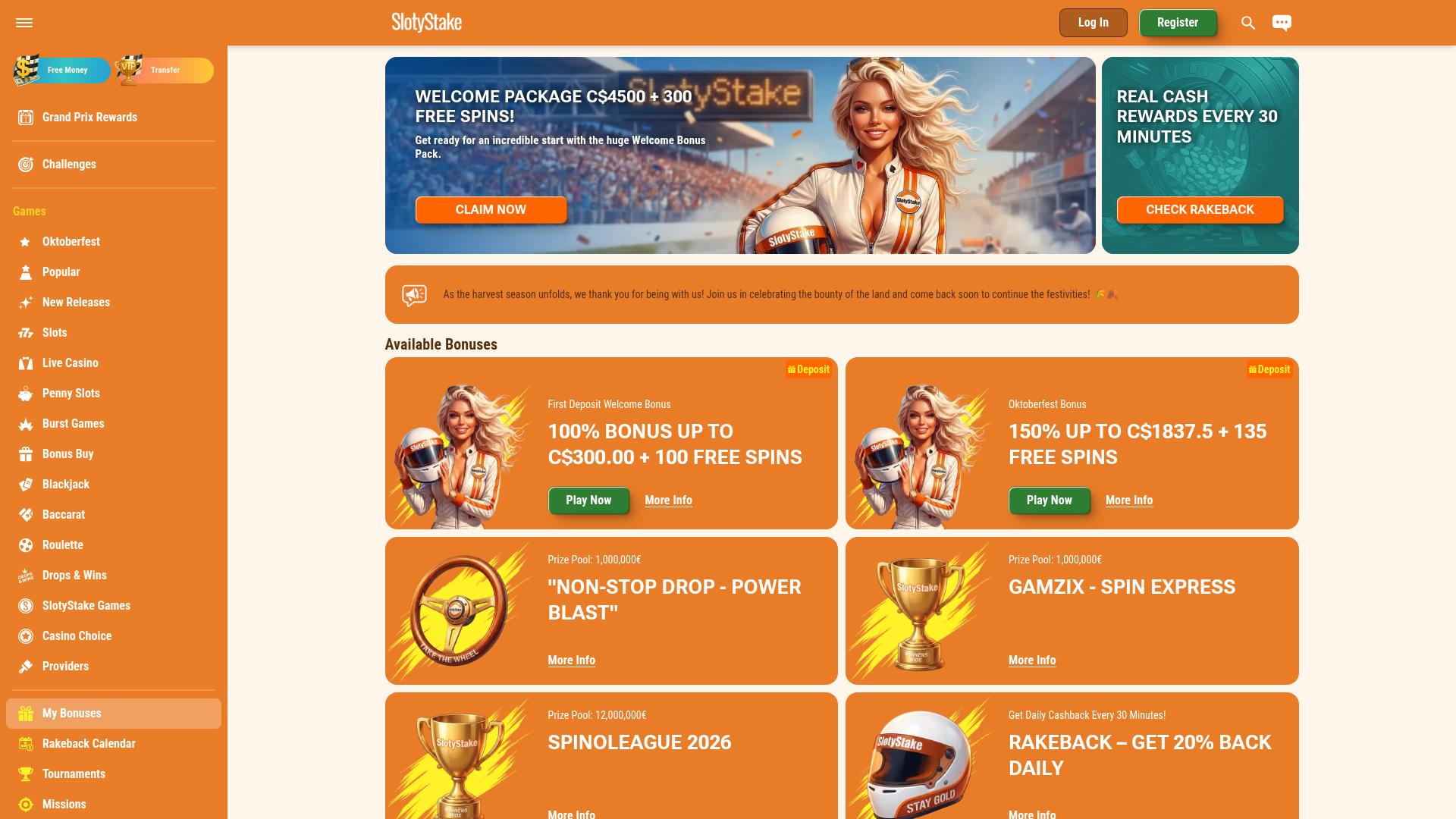 SlotyStake Casino Desktop-Aktionen