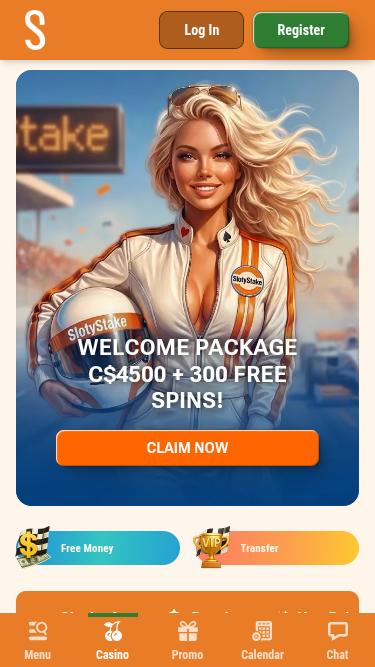 SlotyStake Casino Mobile Homepage