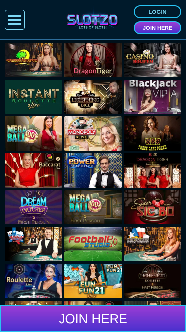 Croupier en direct mobile de Slotzo Casino