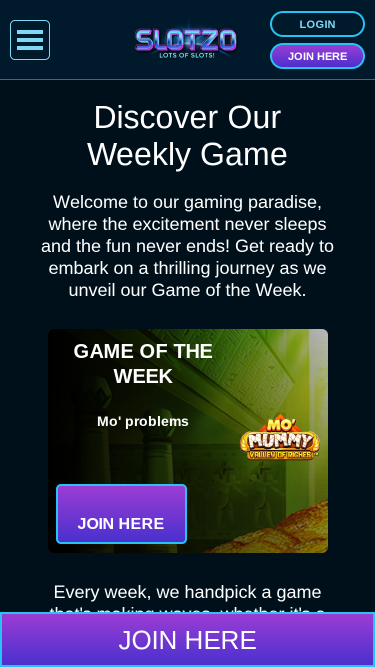 Jeu hebdomadaire mobile de Slotzo Casino