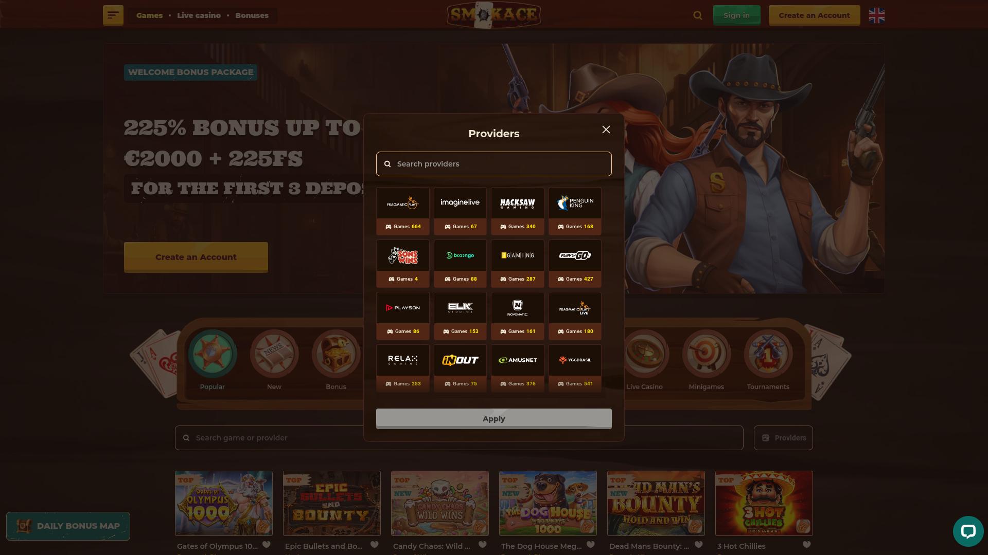 SmokAce Casinoデスクトップゲーム開発者
