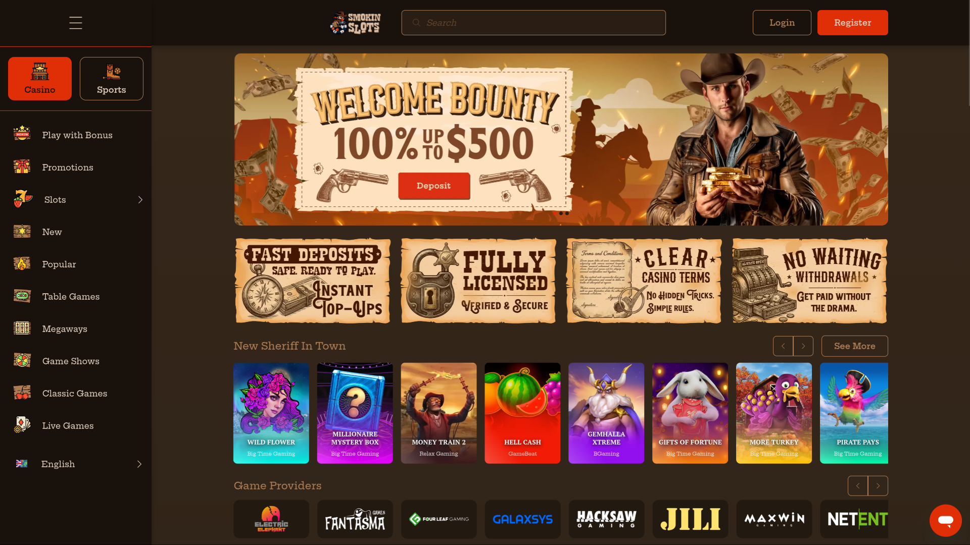Smokin Slots Casino Desktop Homepage