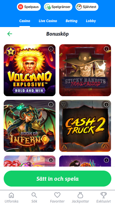 Achat de bonus mobile de Snabbare Casino