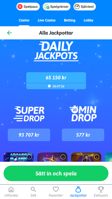 Jackpot mobile de Snabbare Casino