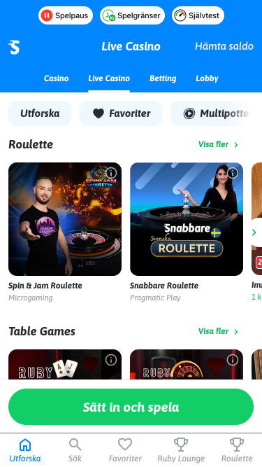 Croupier en direct mobile de Snabbare Casino