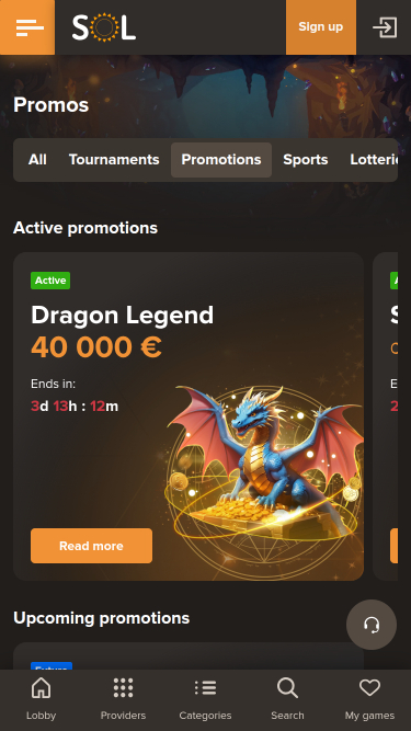 Promotions mobiles de Sol Casino