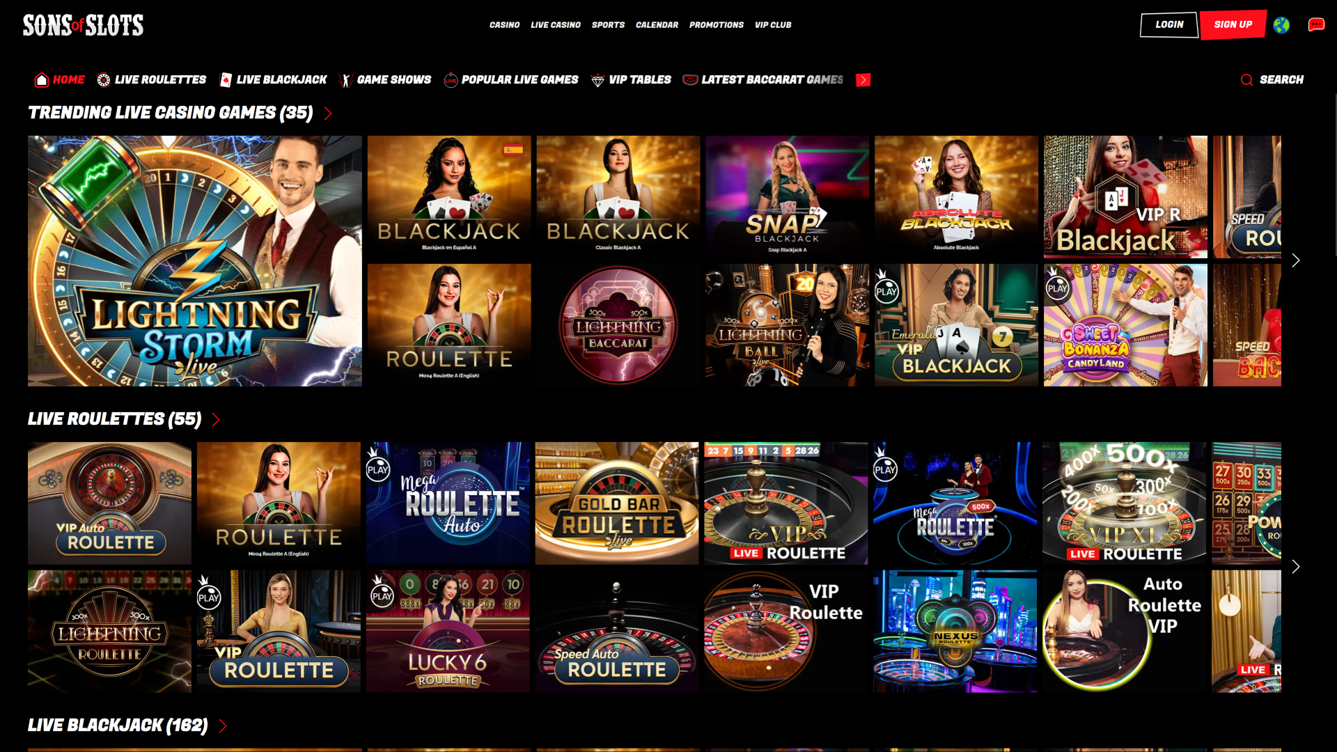 Croupier en direct sur bureau de Sons of Slots Casino