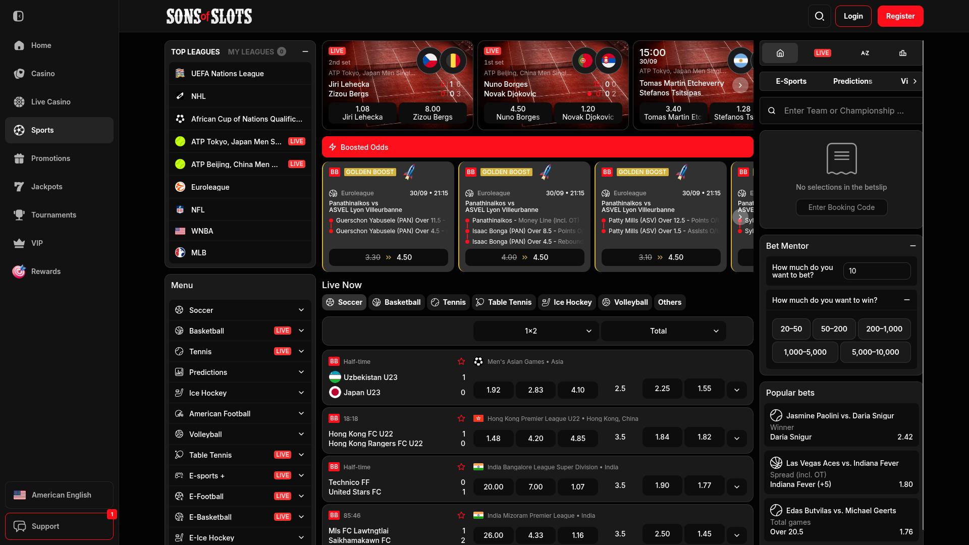 Sports sur ordinateur de Sons of Slots Casino