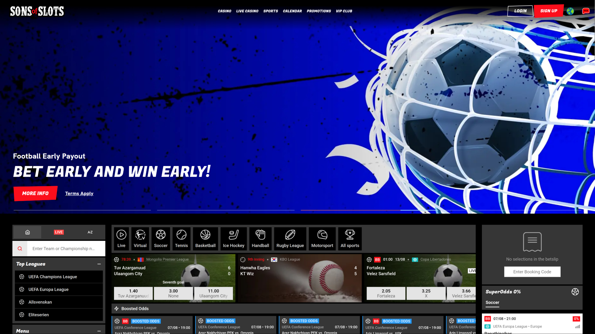 Sports de bureau de Sons of Slots Casino