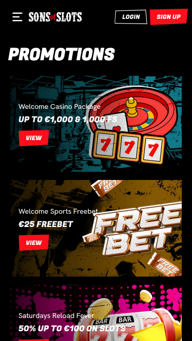 Promotions mobiles de Sons of Slots Casino