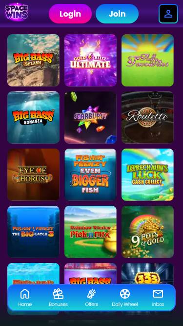Juegos móviles de Space Wins Casino