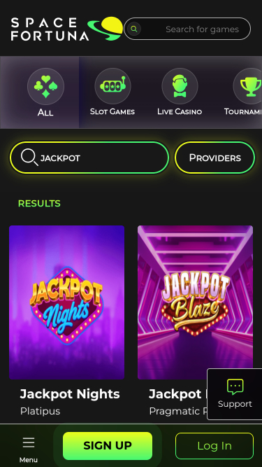 Jackpot mobile SpaceFortuna