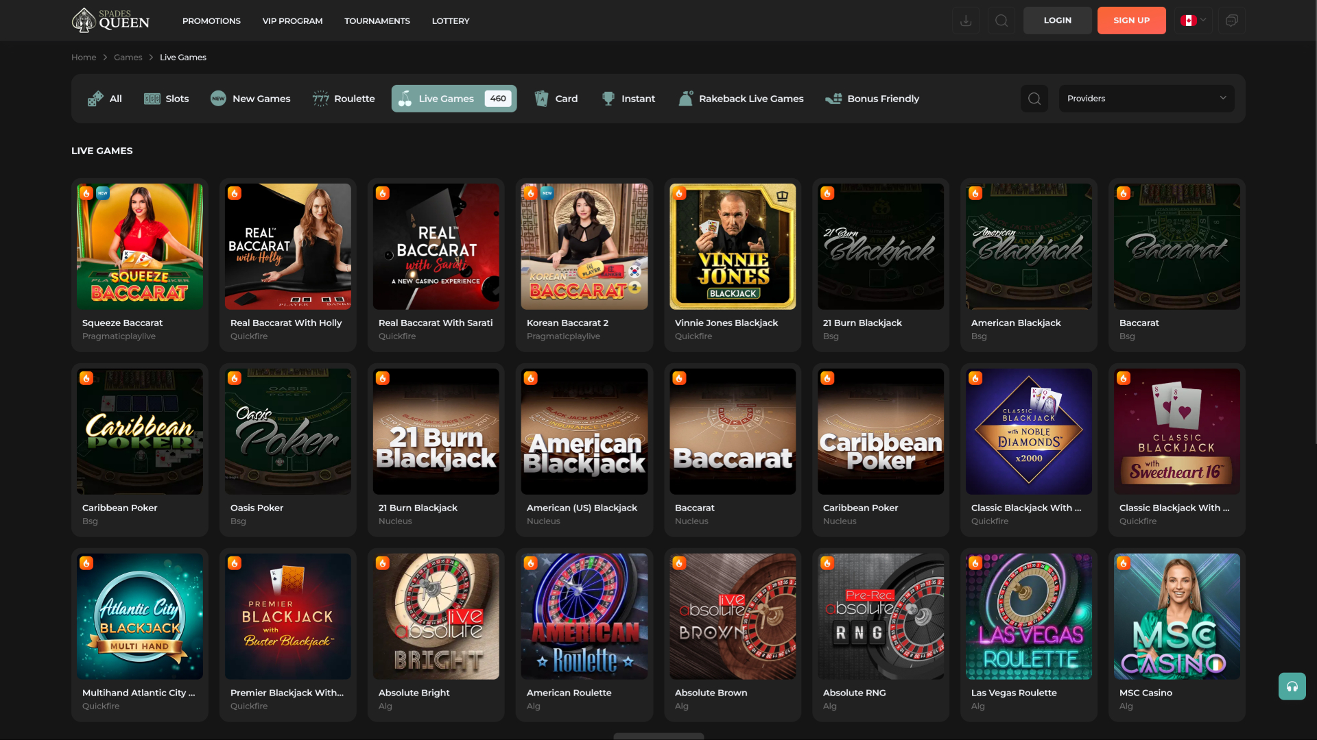 Spades Queen Casino Desktop Live Dealer