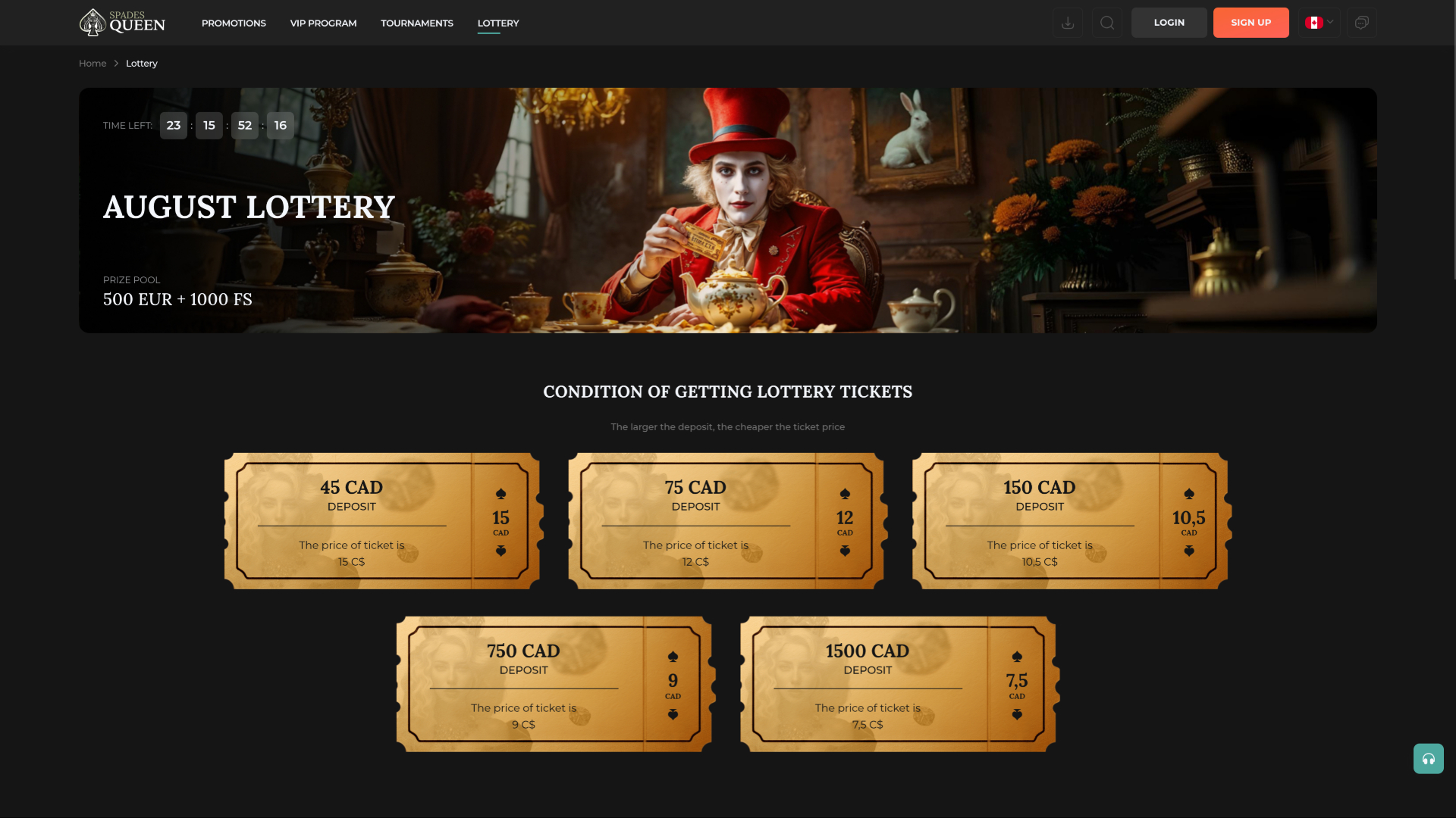 Spades Queen Casino Desktop Lottery