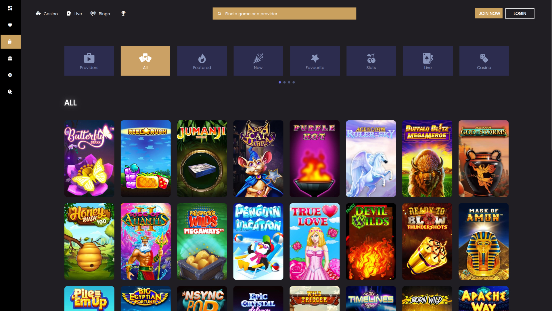 Juegos de escritorio de Sparkle Slots Casino