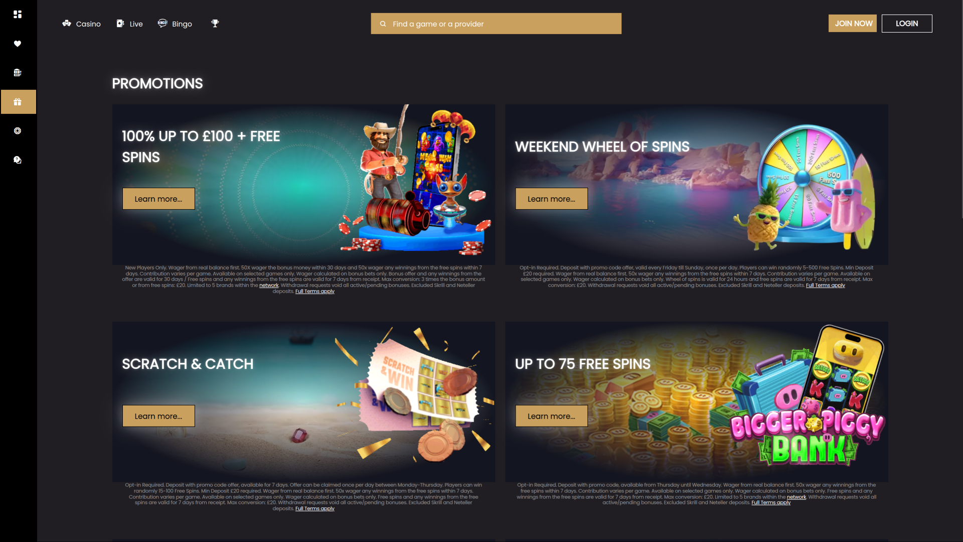 Promociones de escritorio de Sparkle Slots Casino