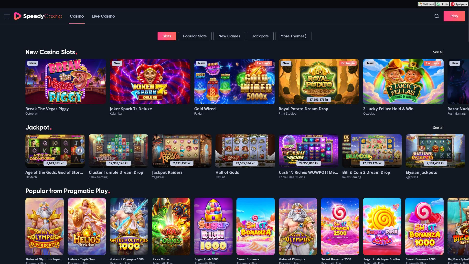 Speedy Casino Desktop-Spiele