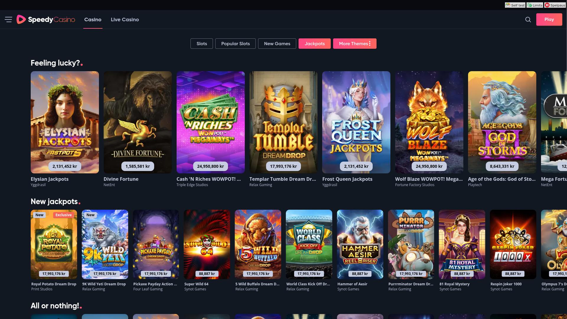Speedy Casino Desktop Jackpot