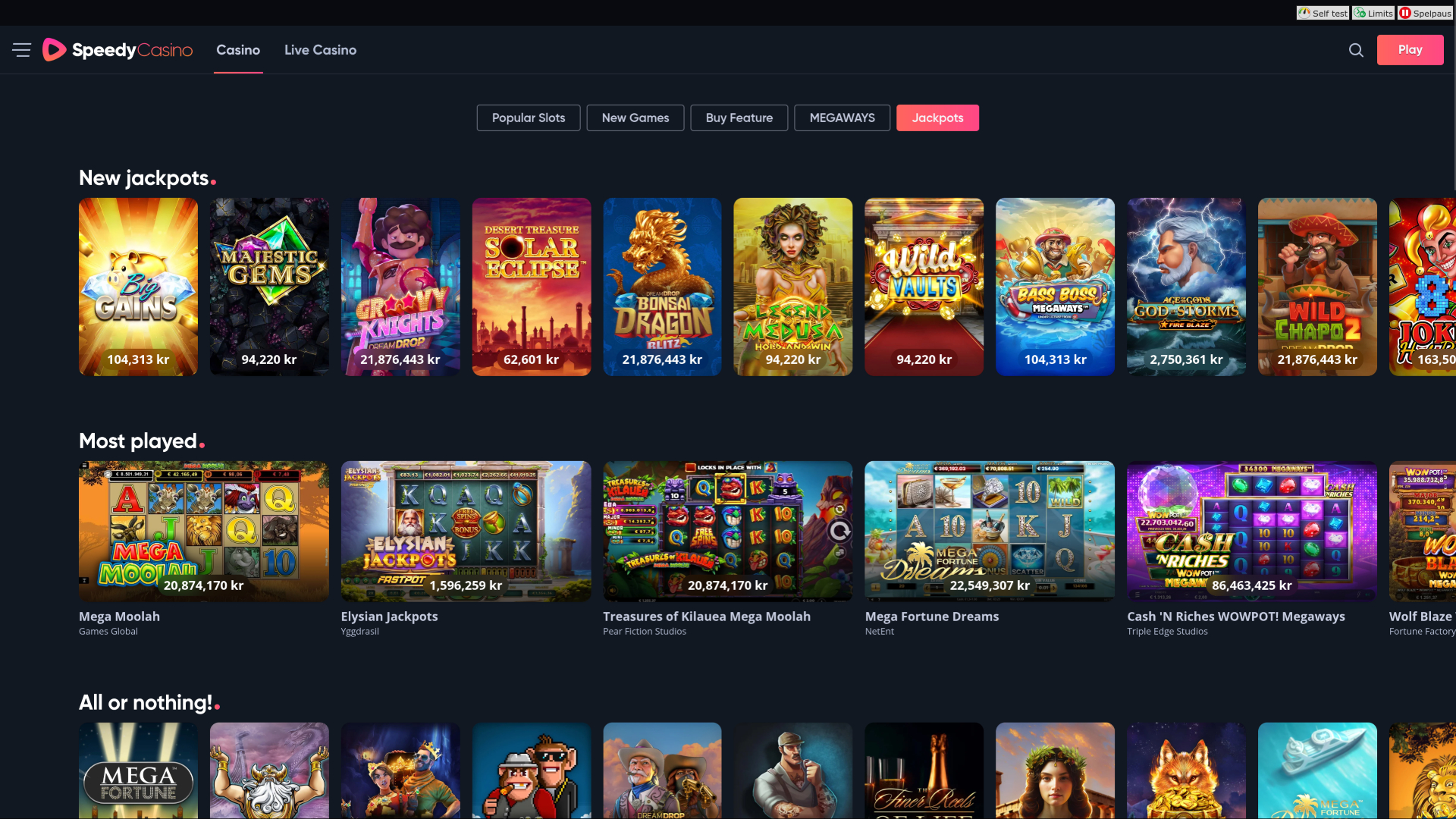 Speedy Casino Desktop-Jackpot