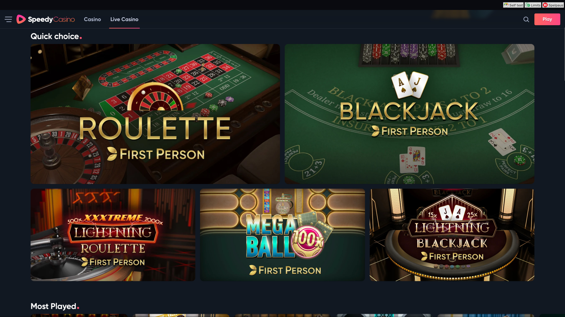 Speedy Casino Desktop-Live-Dealer