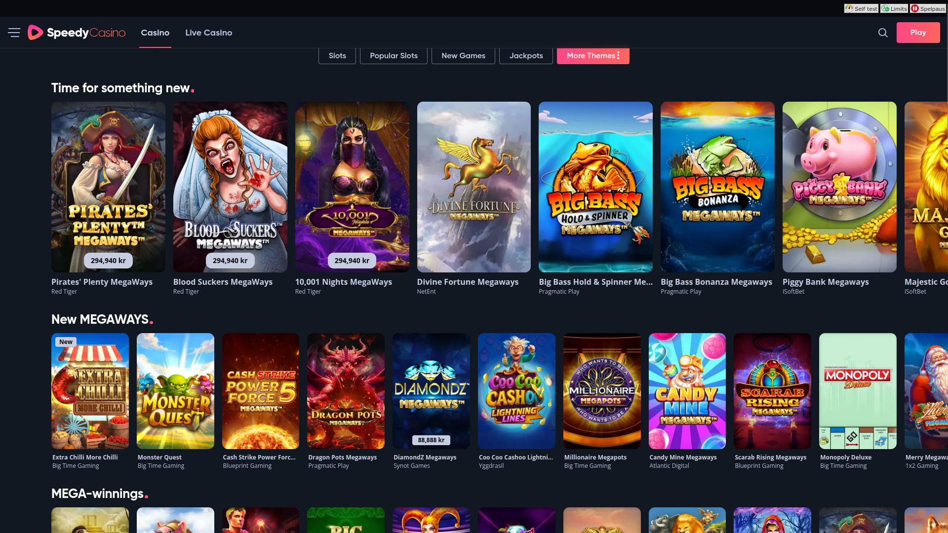 Speedy Casino Desktop Megaways