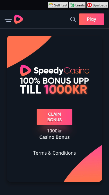 Speedy Casino mobile Startseite