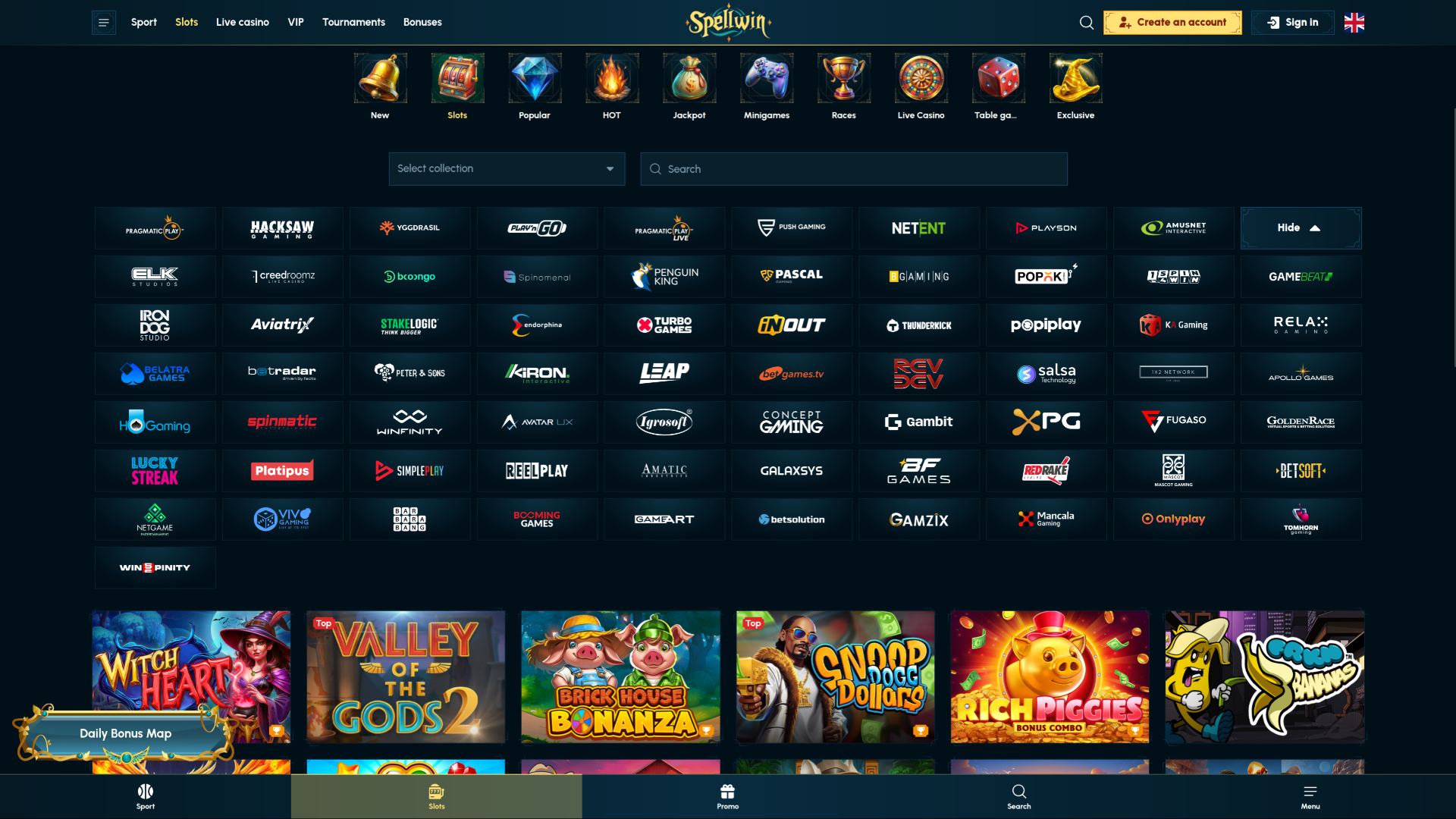 Développeurs de jeux de bureau de SpellWin Casino