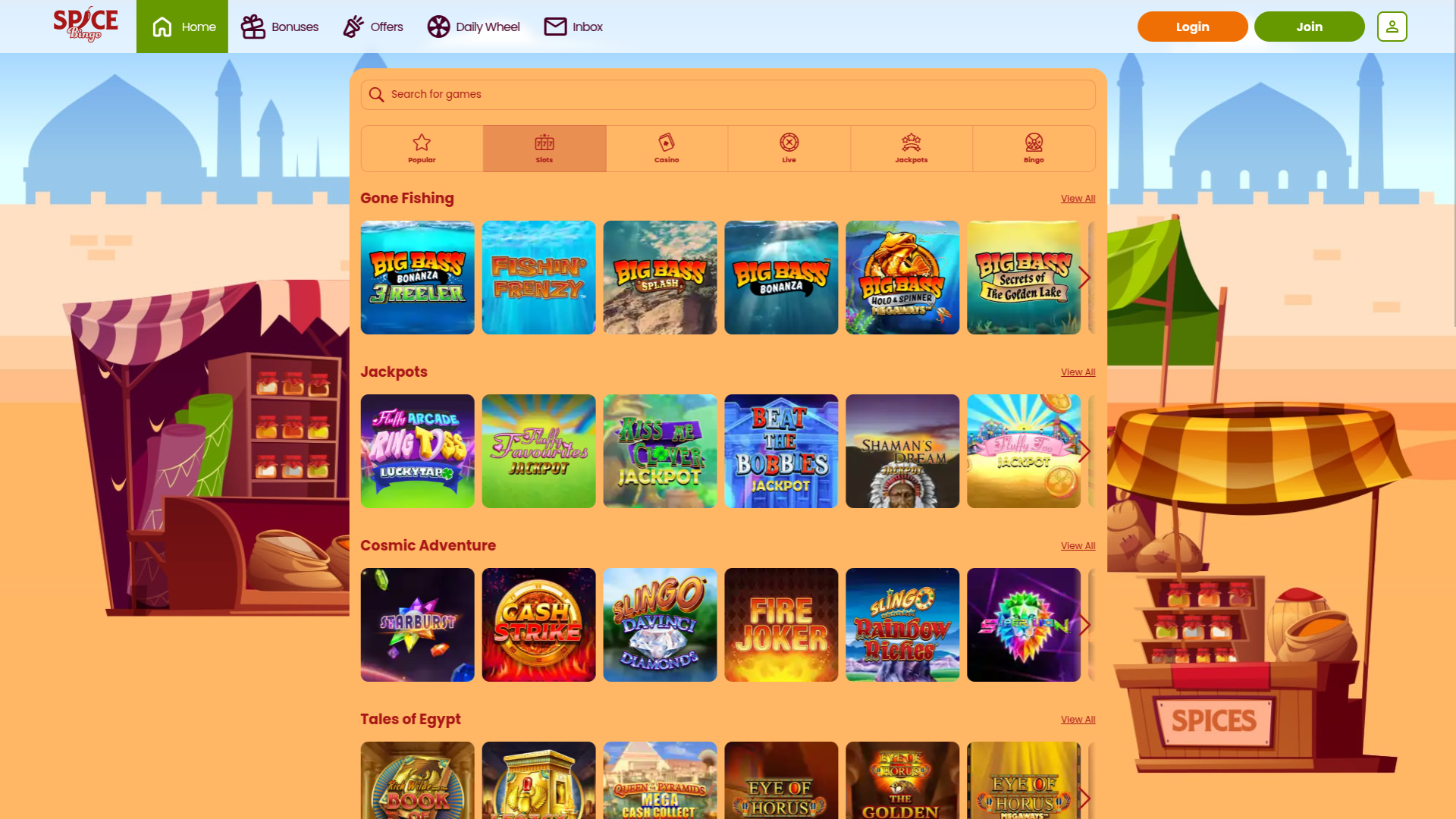 Giochi desktop di Spice Bingo Casino