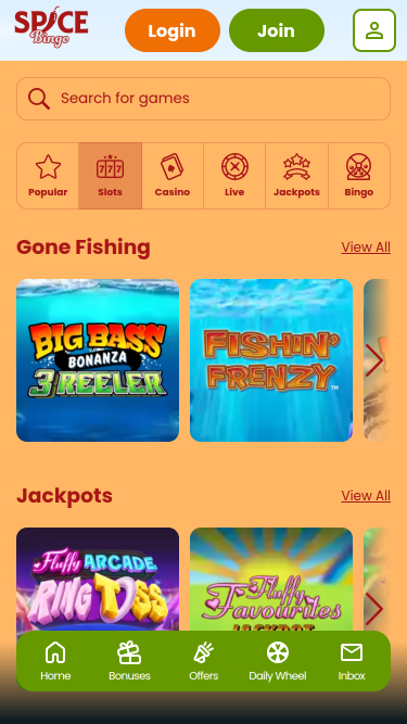 Giochi mobile di Spice Bingo Casino