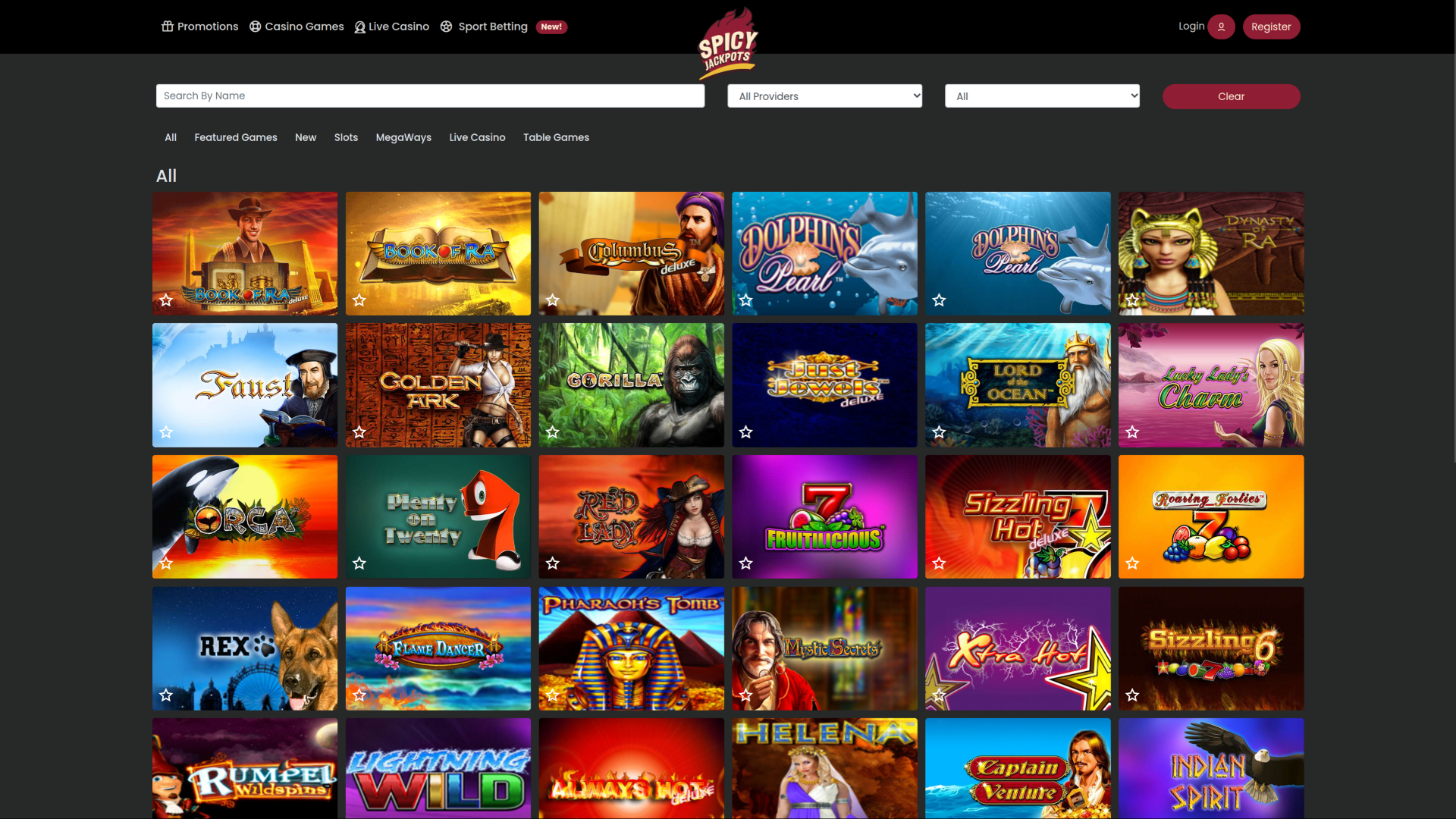 Jeux de bureau de SpicyJackpots Casino