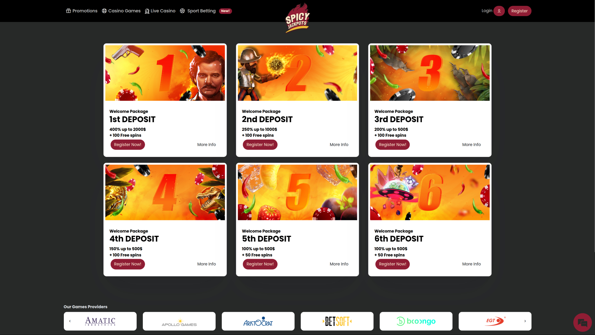 Promotions de bureau de SpicyJackpots Casino