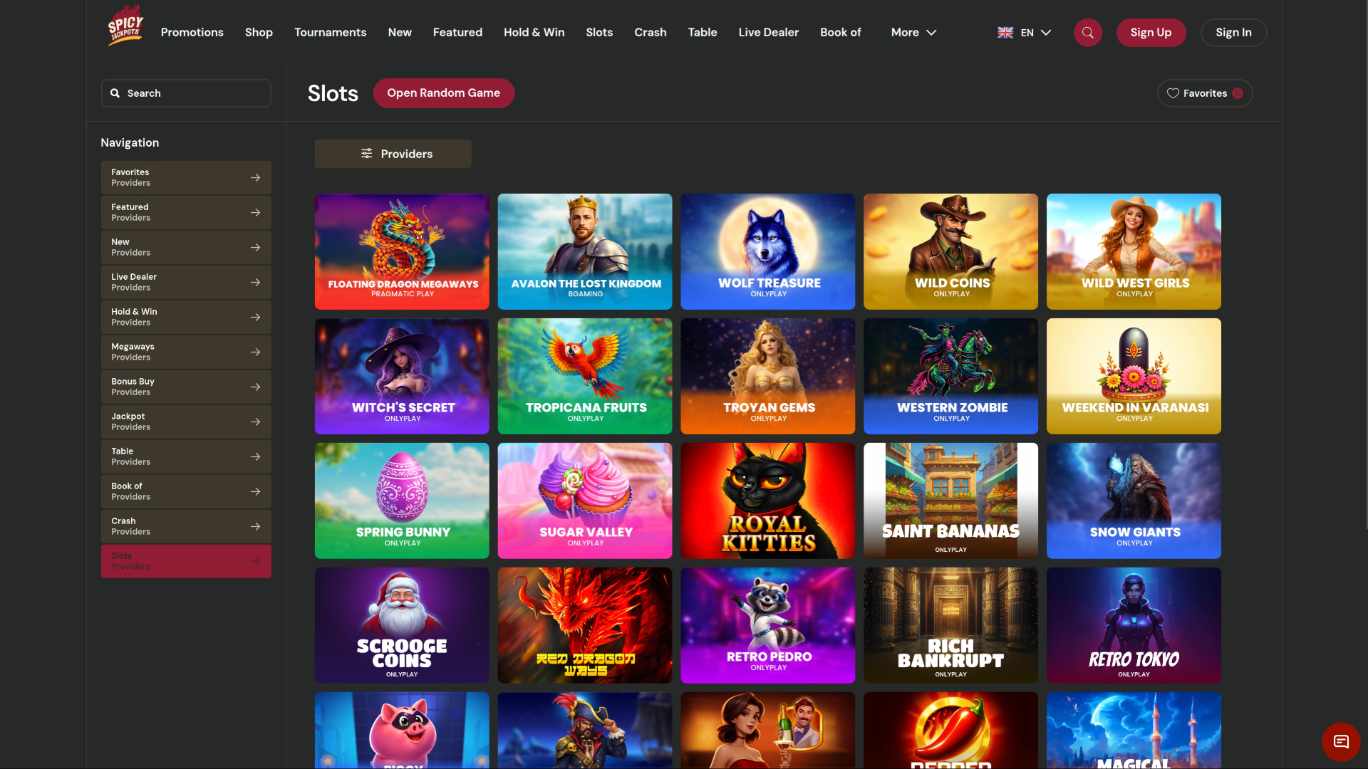 SpicyJackpots Casino Desktop Games