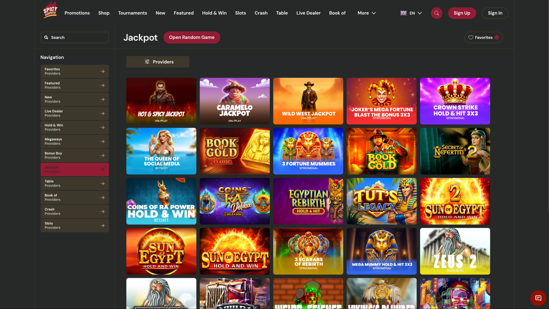 SpicyJackpots Casino Desktop Jackpot