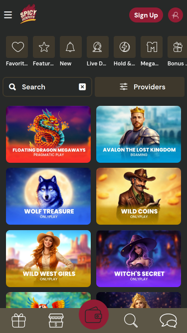 SpicyJackpots Casino Mobile Games