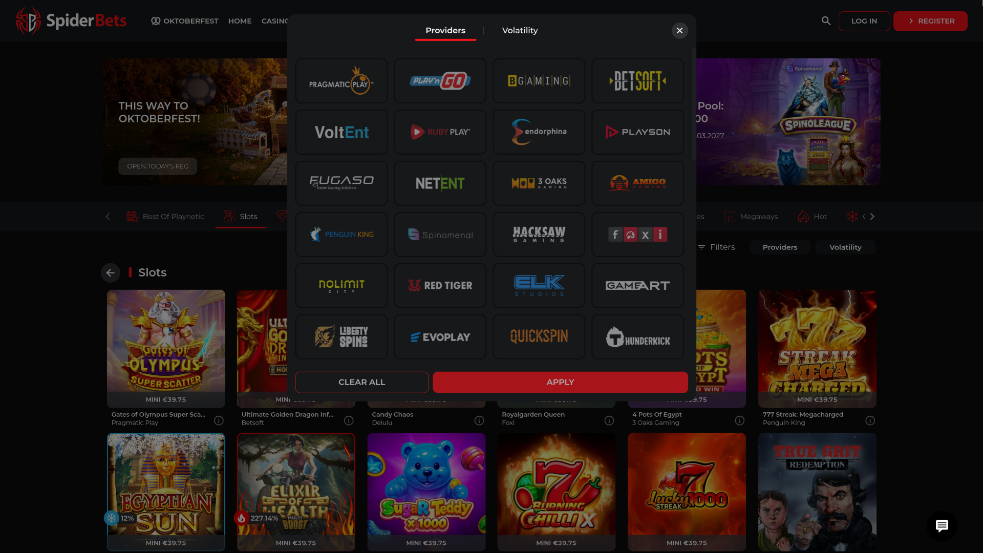 SpiderBets Casino Desktop Game Developers