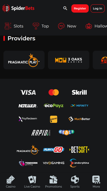 Développeurs de jeux SpiderBets Casino