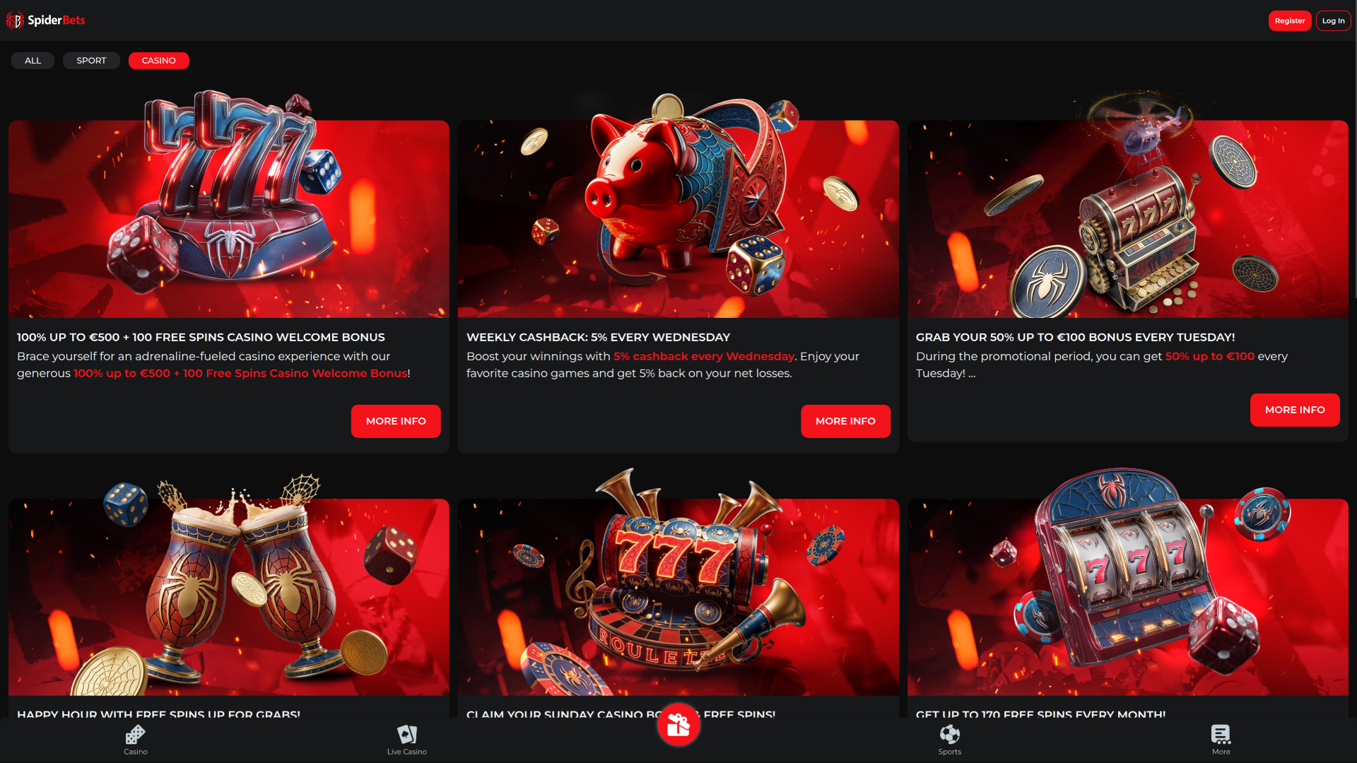 Promotions du casino SpiderBets