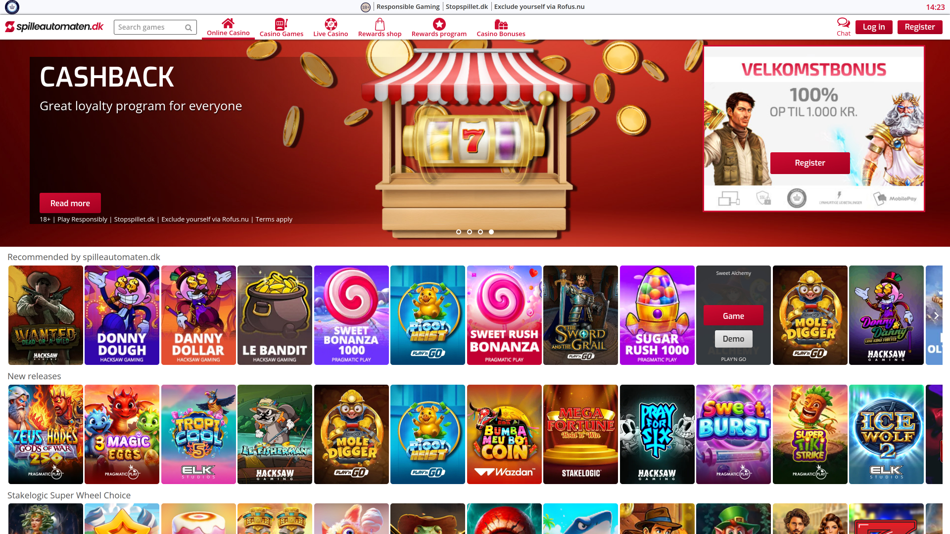 Page d'accueil du casino de machines à sous pour ordinateur