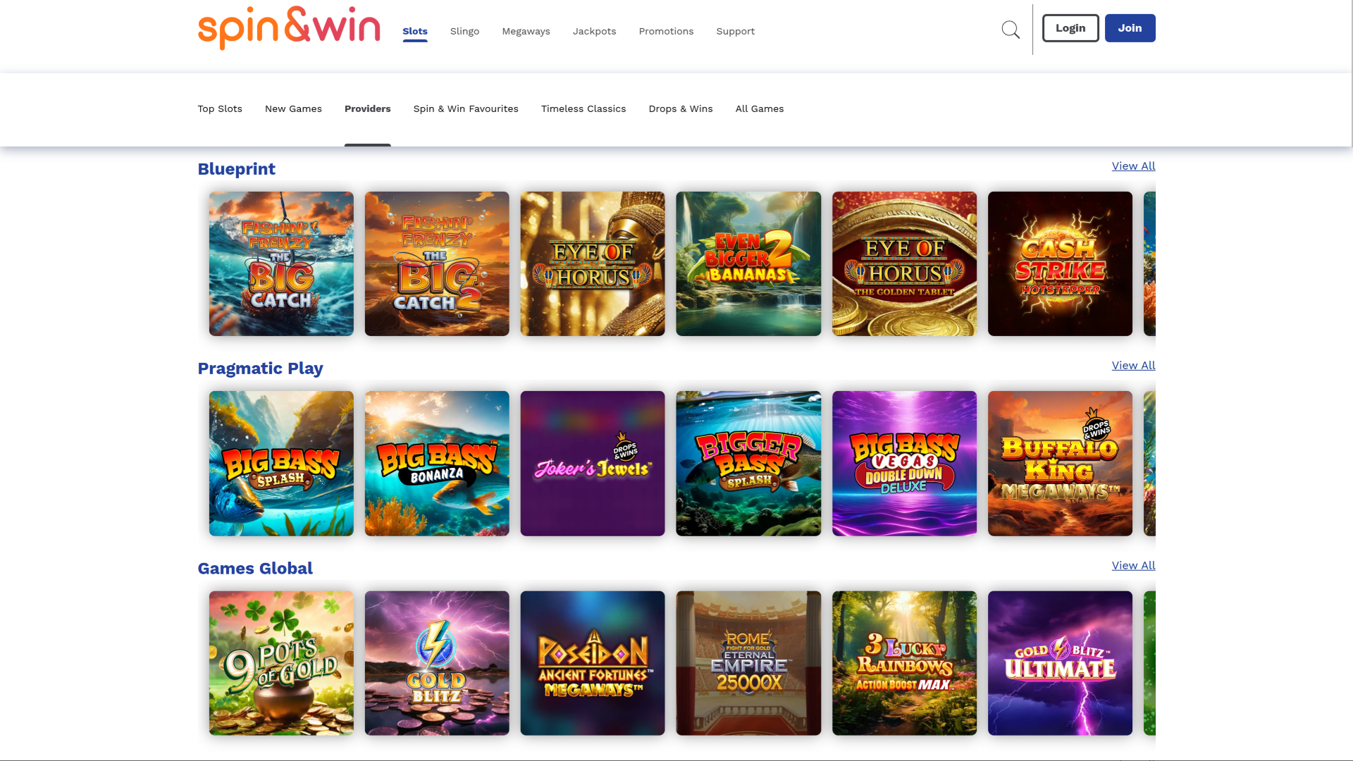 Développeurs de jeux de la version bureau de Spin and Win Casino