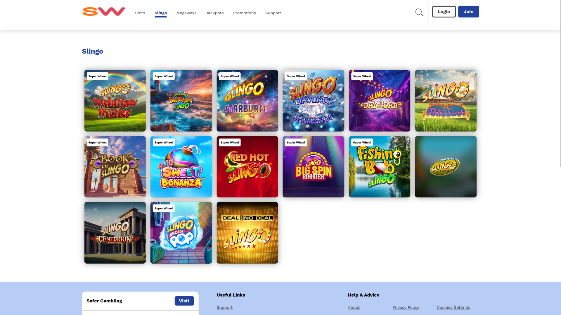 Slingo de la version bureau de Spin and Win Casino