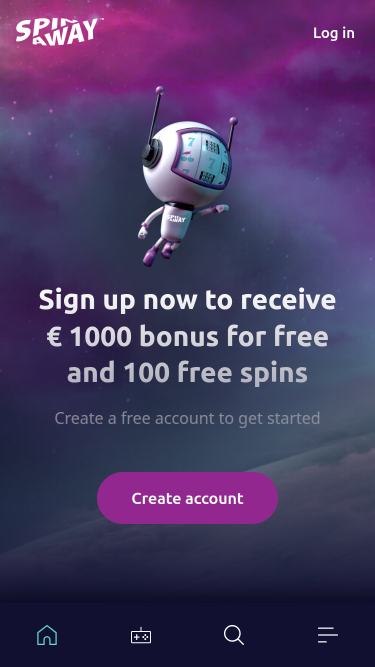 Page d’accueil mobile de Spin Away Casino