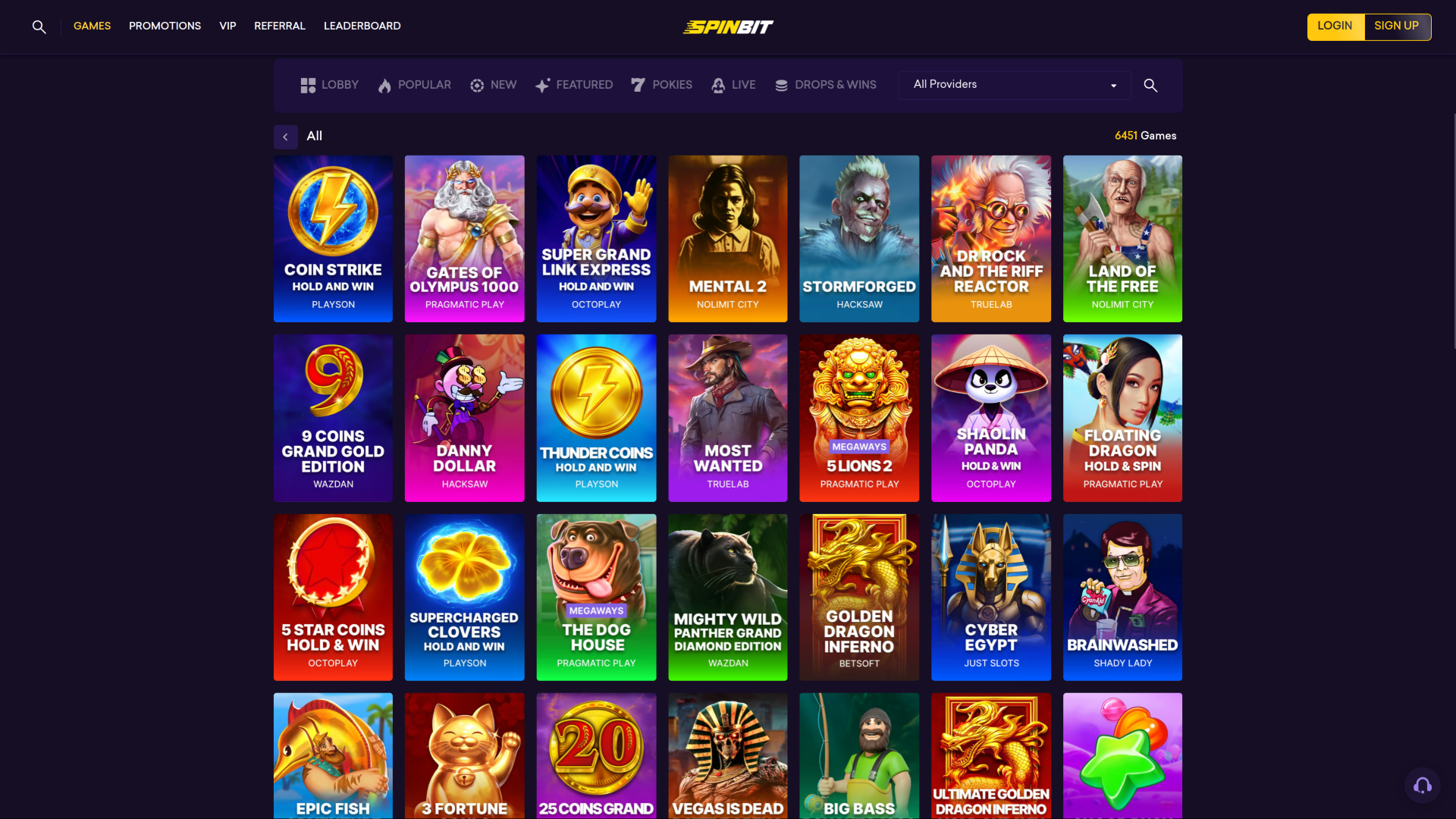 Juegos de escritorio de SpinBit Casino