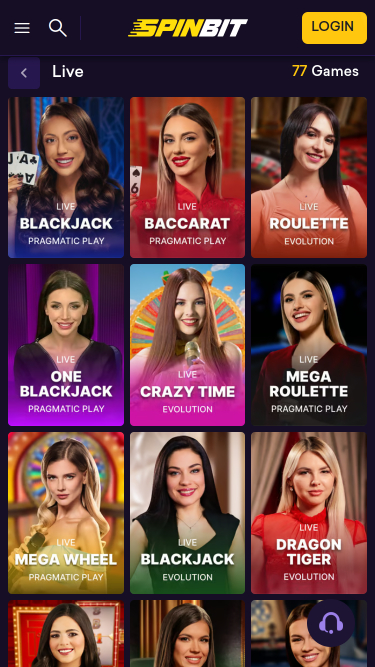 Crupier en vivo móvil de SpinBit Casino