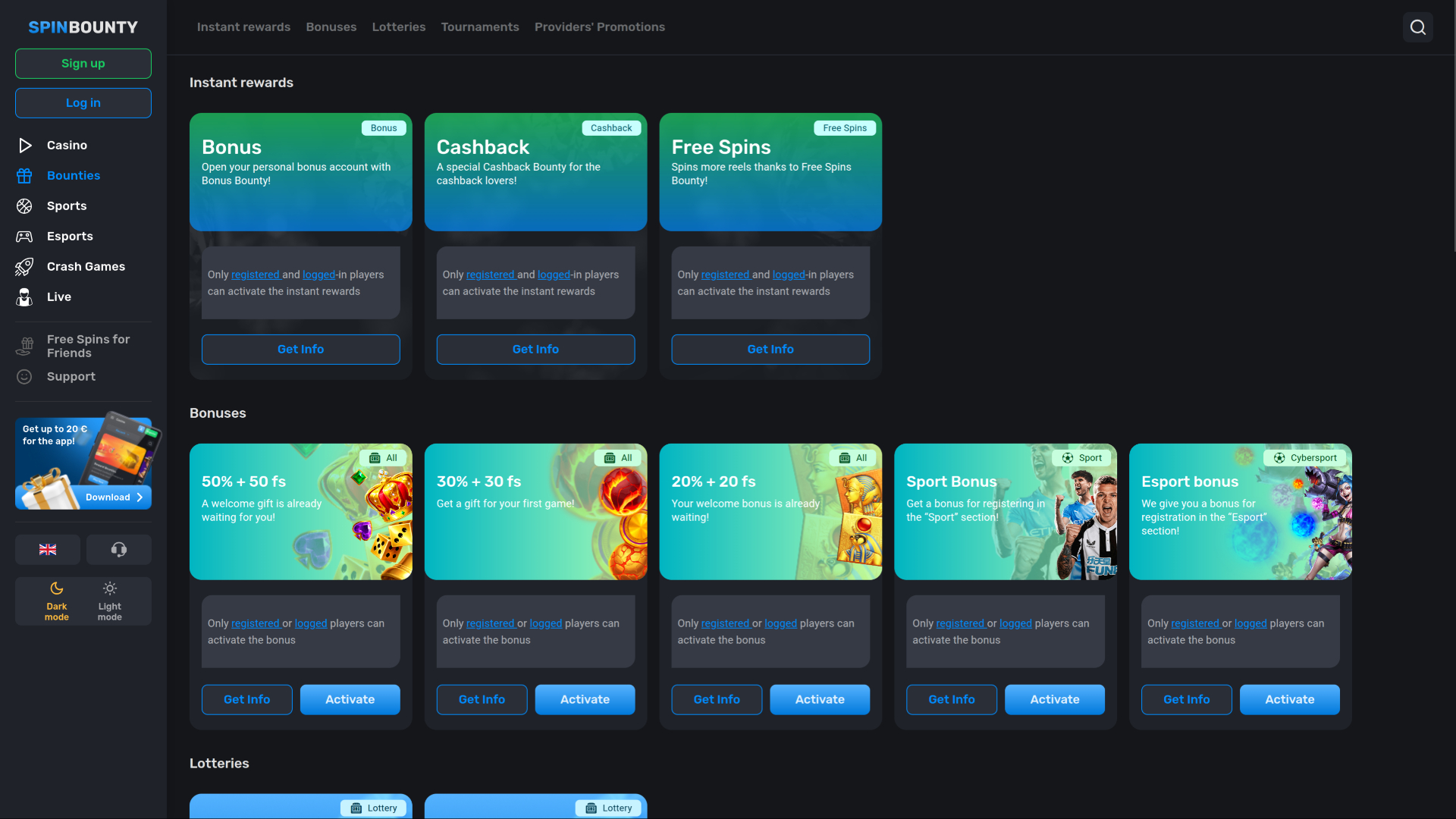 Promotions de bureau de SpinBounty Casino