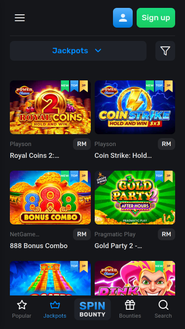 Jackpot mobile de SpinBounty Casino
