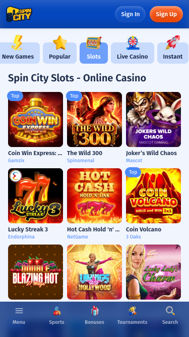 Spin City Casino Mobile Games