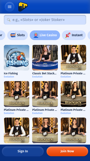 Мобильный живой дилер Spin City Casino