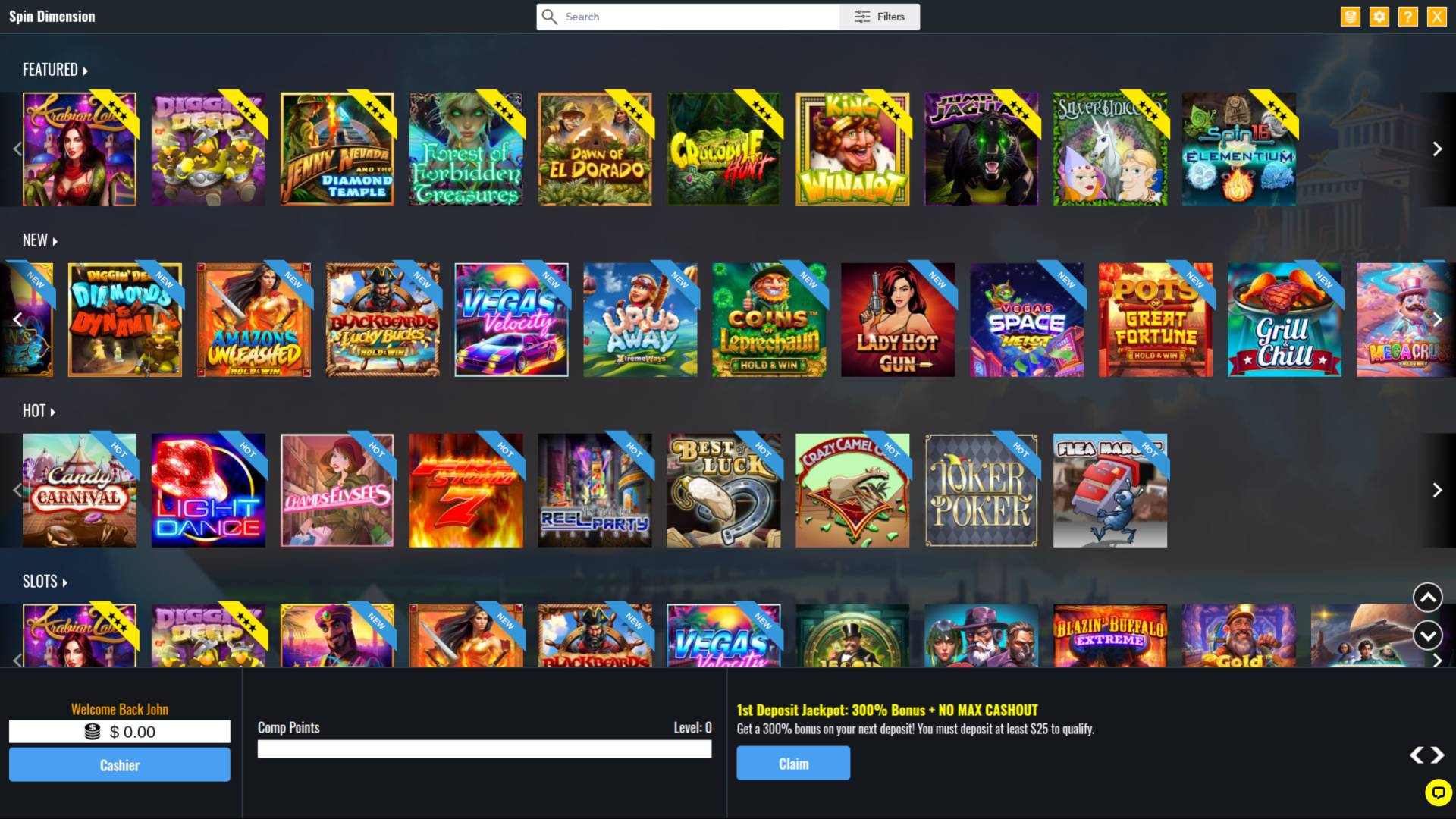 Jeux de bureau de Spin Dimension Casino