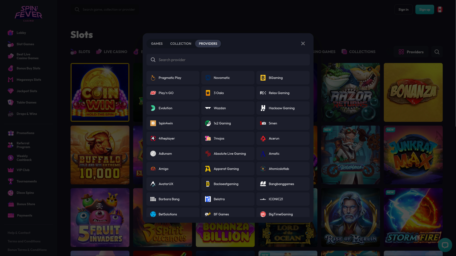 SpinFever Casino Desktop Game Developers